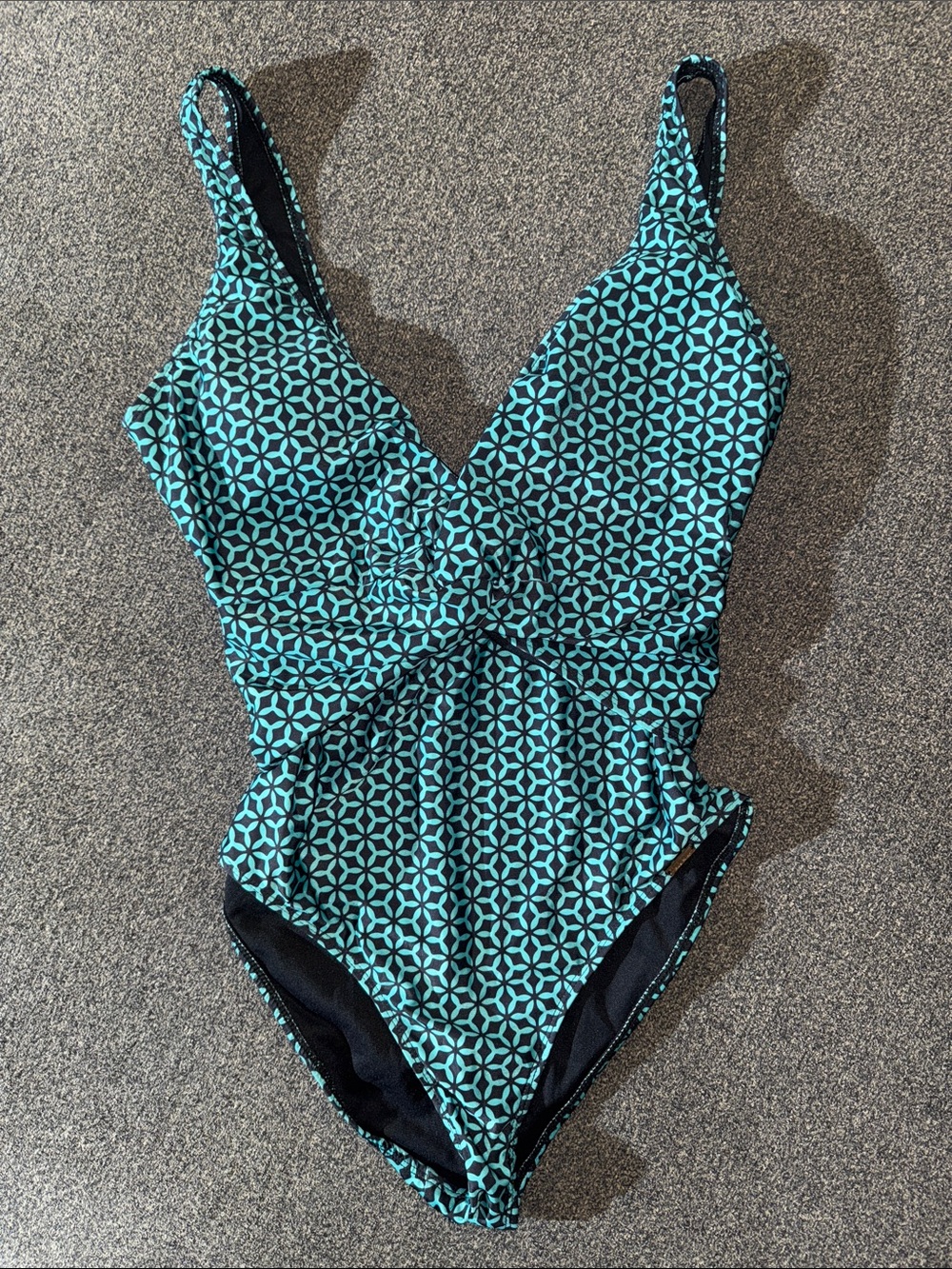 Nicole Miller Teal Patterned One-Piece Swimsuit